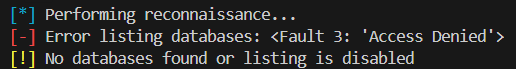 Error listing databases