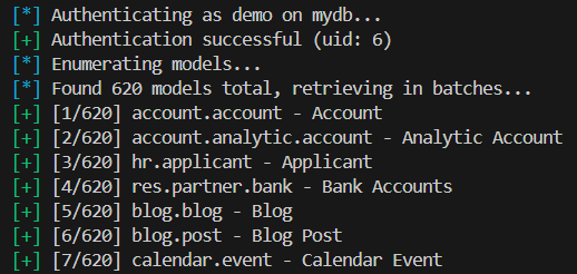 Odoo model enumeration with odoomap