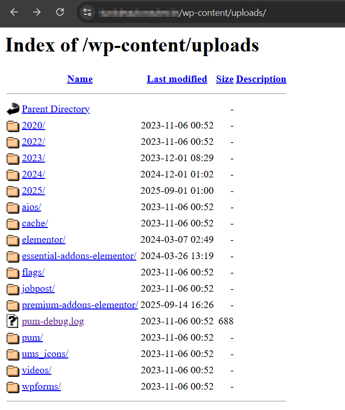 WordPress directory listing