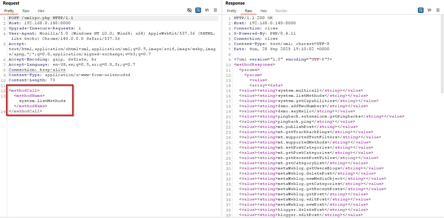 XMLRPC list methods